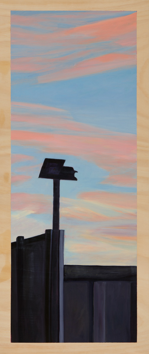 Dawnscape with carpark 2014 Oil on plywood 120cm x 49cm 