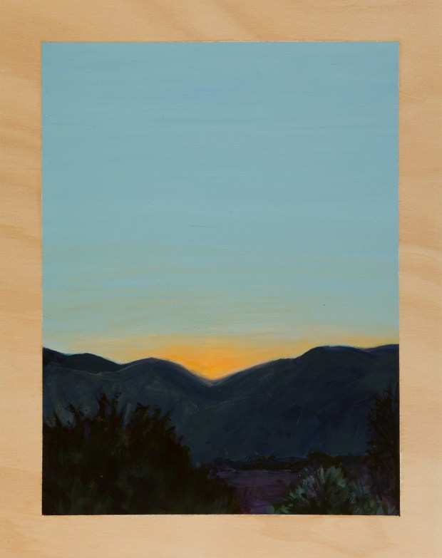 Mountainscape with dawn 2014 Oil on plywood 38cm x 30cm 