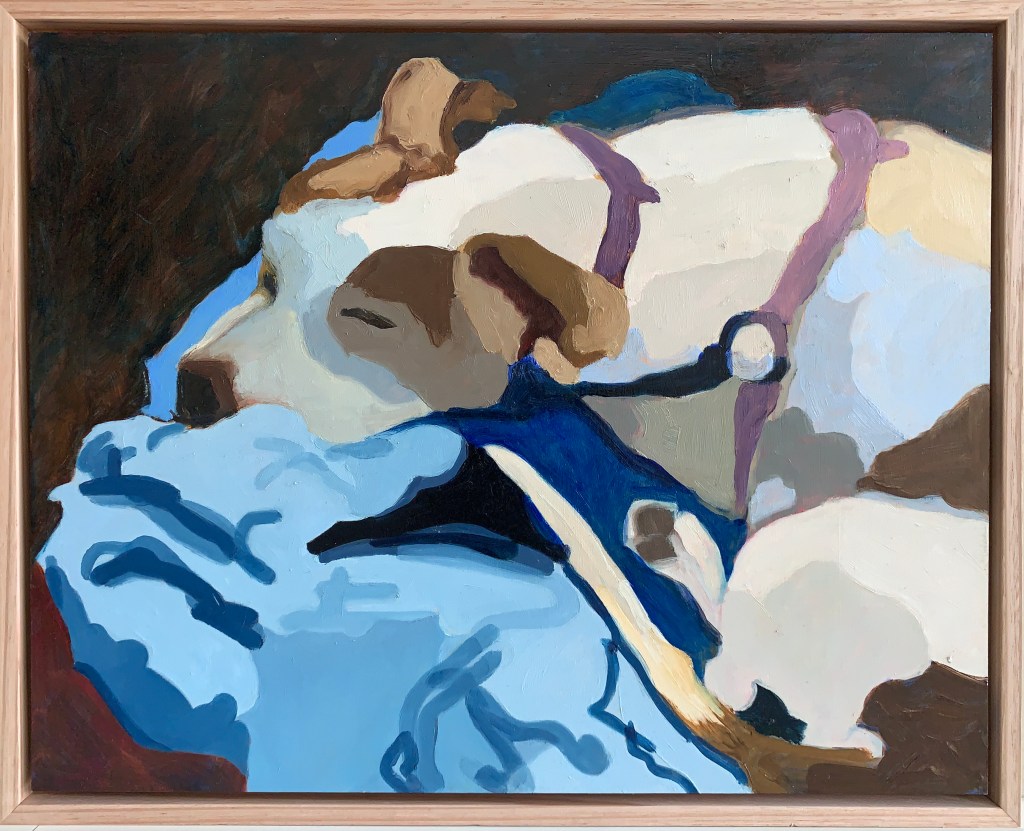 Winnie resting 2020
Oil on board
36cm x 46cm